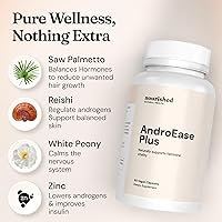 Vista 5 de Nourished AndroEase Plus - Vegan Hormone Balance for Women - Zinc, Reishi, Green Tea and Saw Palmetto for Women - for Energy, Vitality, Facial Hair