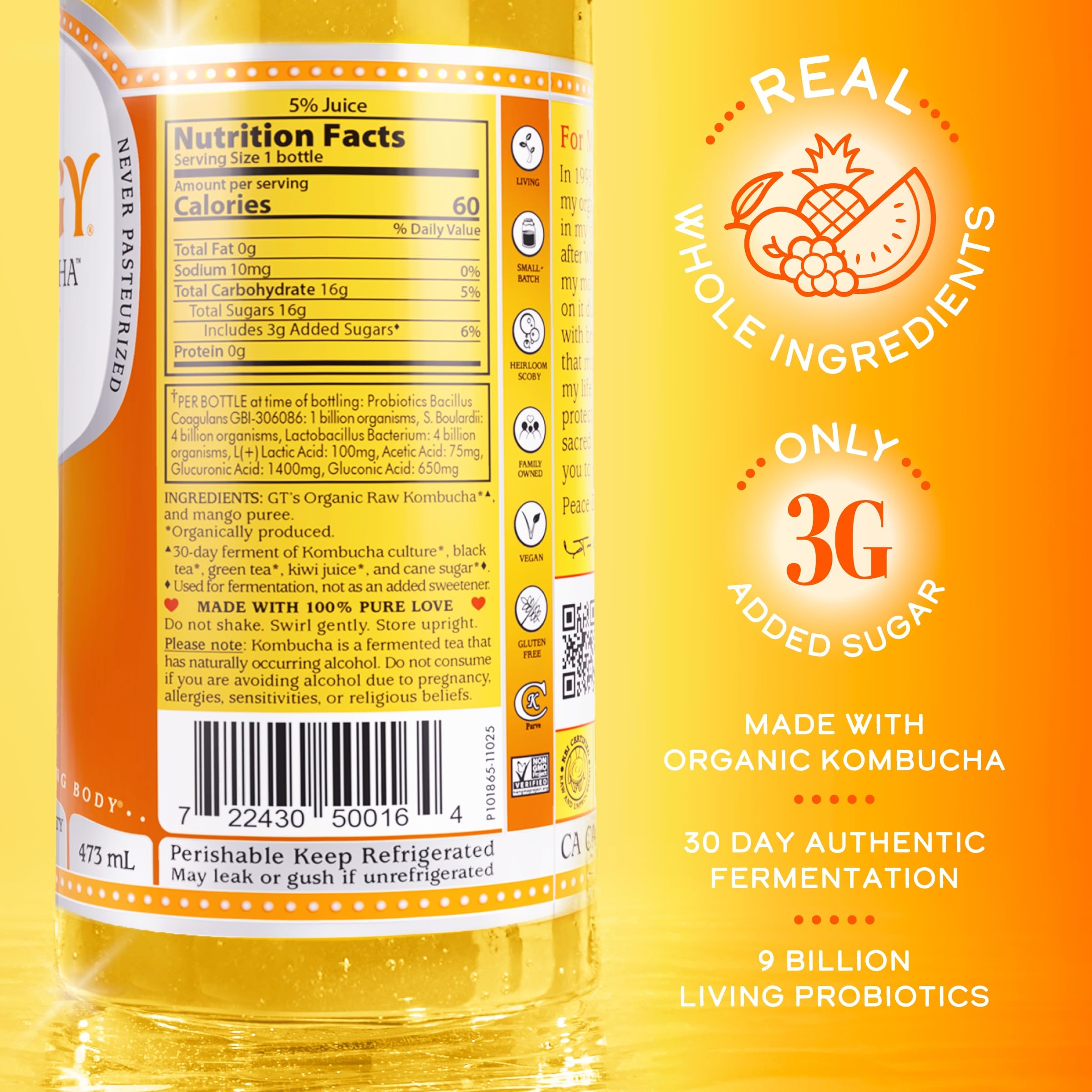 ダイエットドリンク KOMBUCHA CLEANSE  MANGO 720ml Synergy The Real Kombucha Mystic Mango 16 Fl Oz Bottle