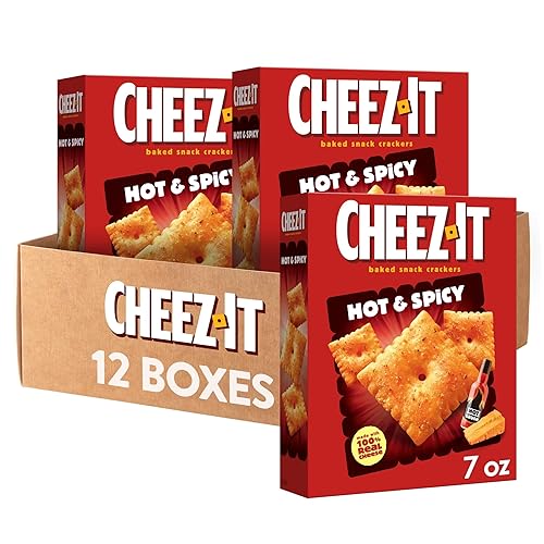 Cheez-It Galletas de queso, galletas horneadas, aperitivos de oficina y niños, calientes y picantes, caja de 5.25 libras (12 cajas)