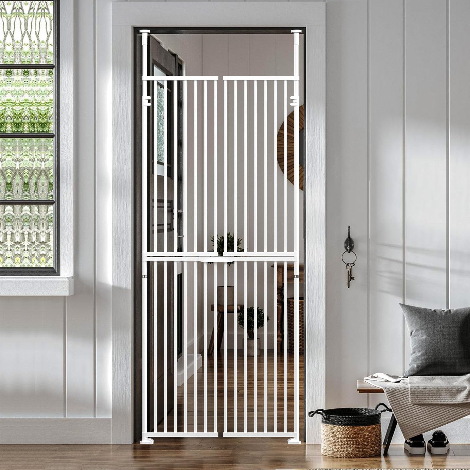 ZIKEBTUY 180cm Tall no drilling Pet Gate for 194-240cm Tall Doorways (S)