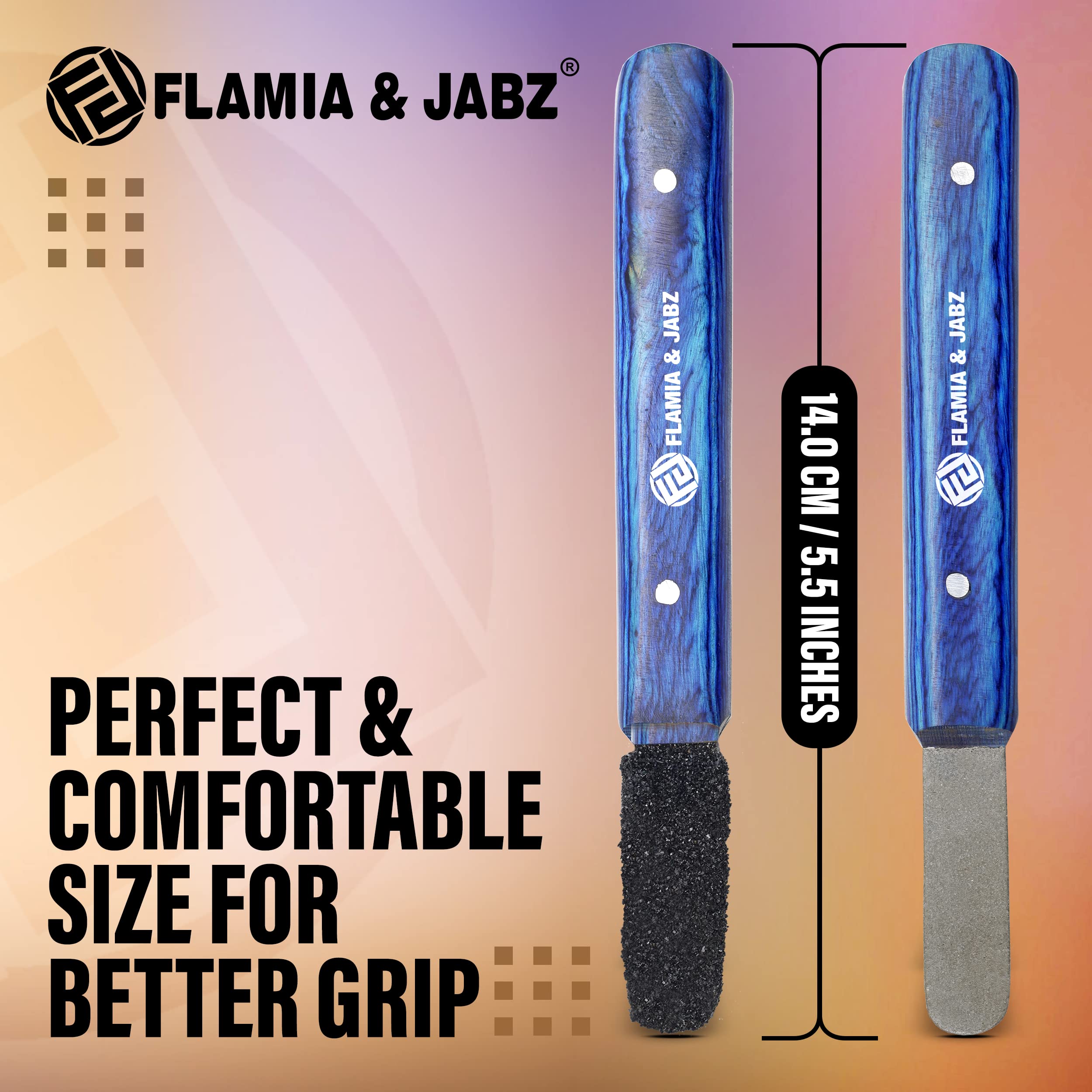 FLAMIA & JABZ Abisolieren Metall Stein Diamant eingefasst für Hunde, Katzen & Haustiere mit Holzgriff (2 Stück Packung grob & fein)