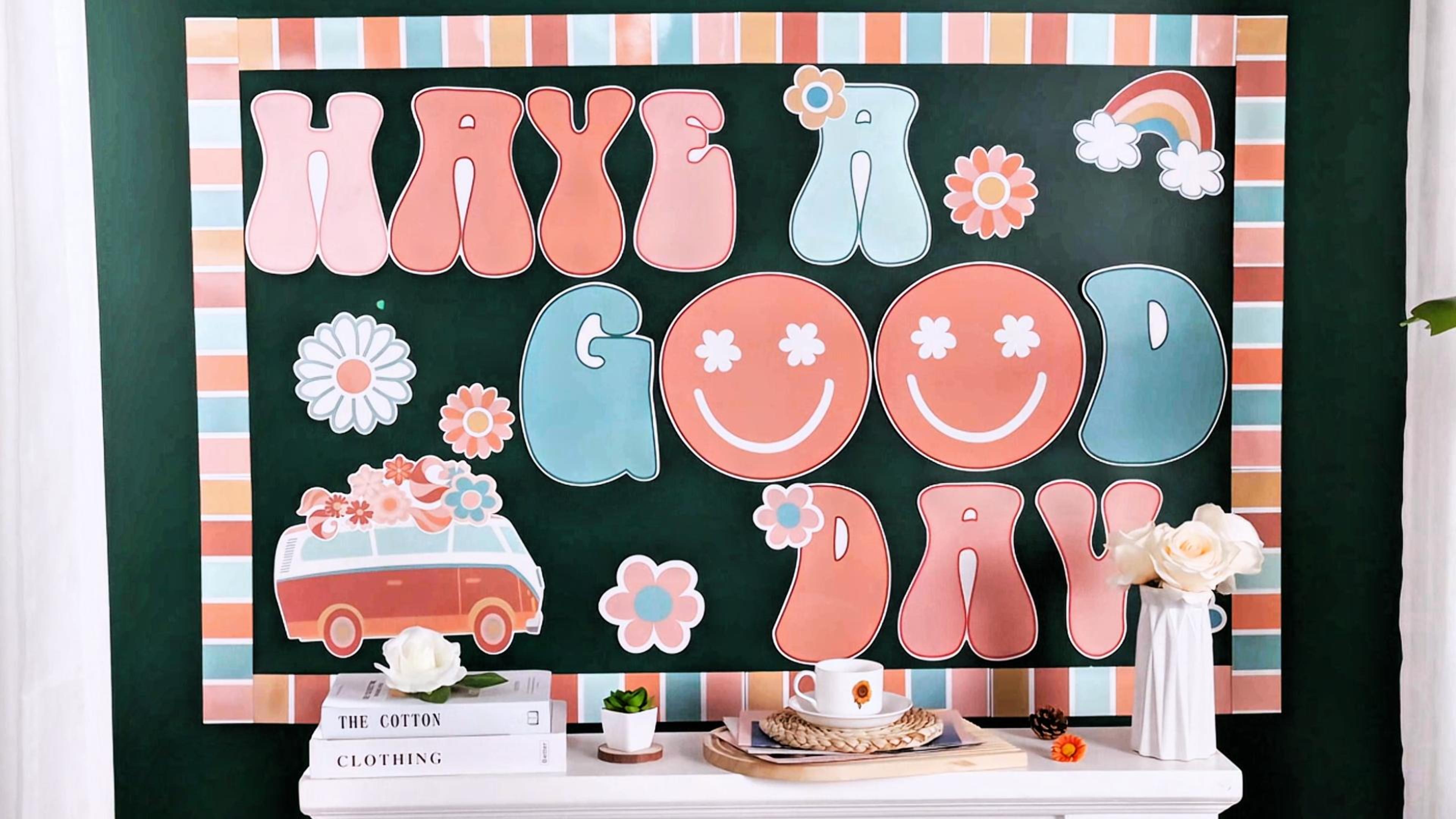 Xqumoi Retro Pinnwand-Dekoration – 86 Teile, Papierkarton, Für Klassenzimmer & Kinderzimmer