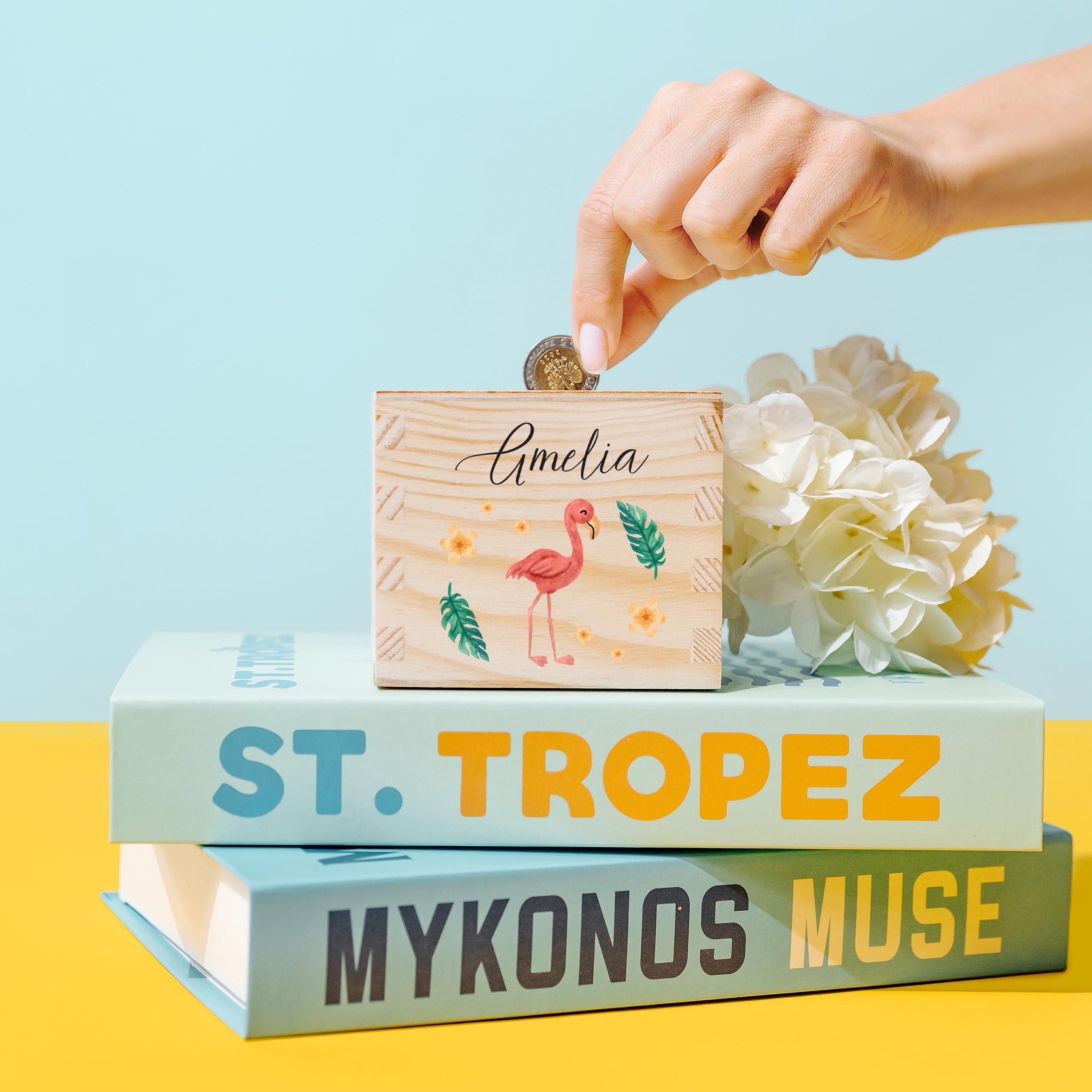 Creative Deco Salvadanaio in Legno | Scatola Personalizzata per Soldi Salvadanaio Apribile | 9,5 x 9,5 x 9 cm | Scatola per Risparmio | Legno di Pino Grezzo | Perfetta come Scatola per Decoupage