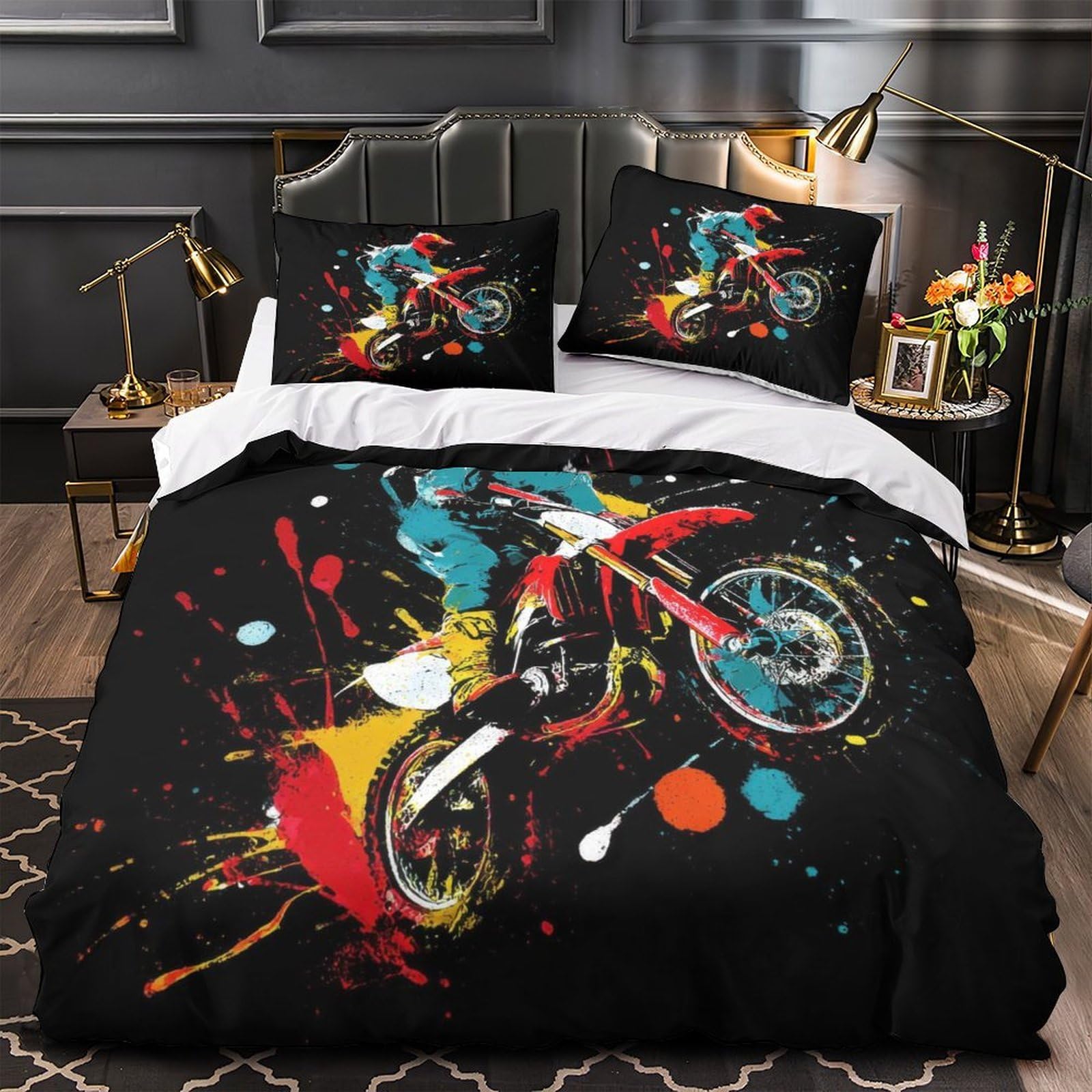 Housse couette 220x240 super douce effet 3D bambou nuit