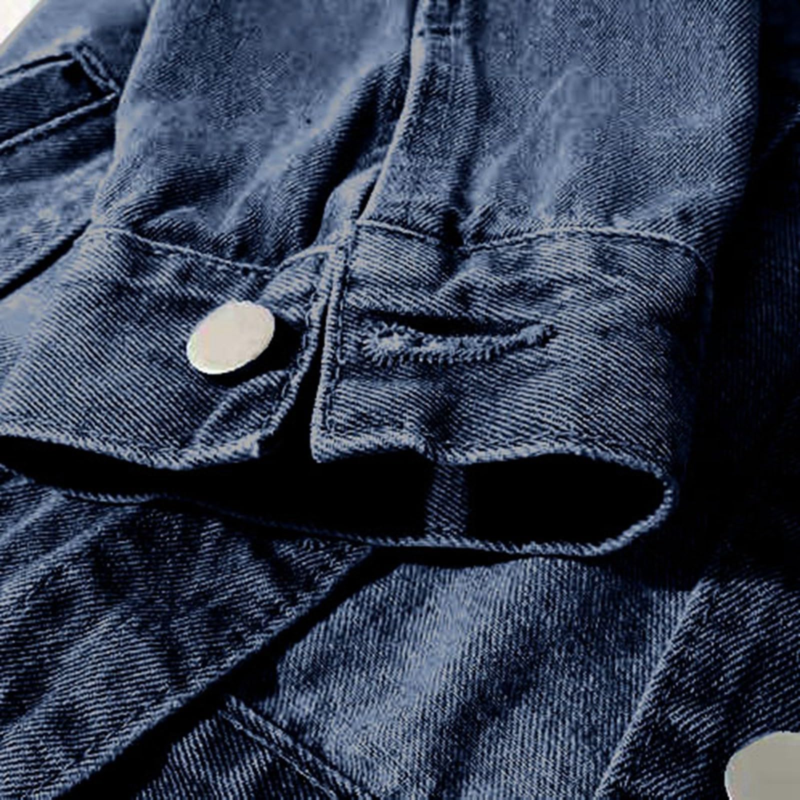 Chaqueta vaquera corta de manga para mujer, informal, a la moda, con botones, bolsillos, ideal para primavera y verano, varios lavados, estilo casual_2