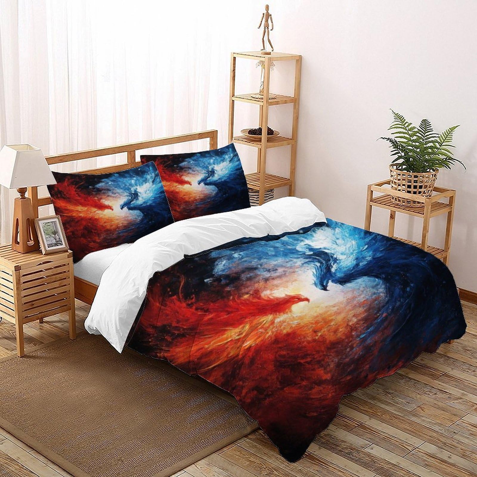 Housse de couette 3 pièces starry sky theme imprimée double 200x200cm avec 2 taies