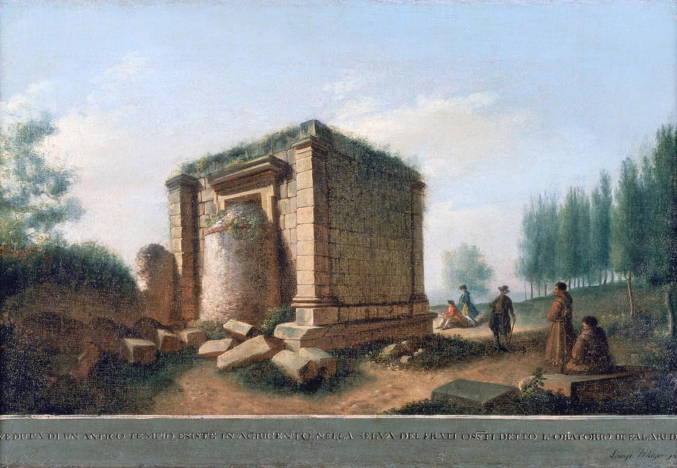 ARTXLXXBN Famous Art Print Poster Vintage Wall Art View of an Ancient Temple At Agrigentum by Mayer Canvas Art Poster for Home Decor 60x90cm