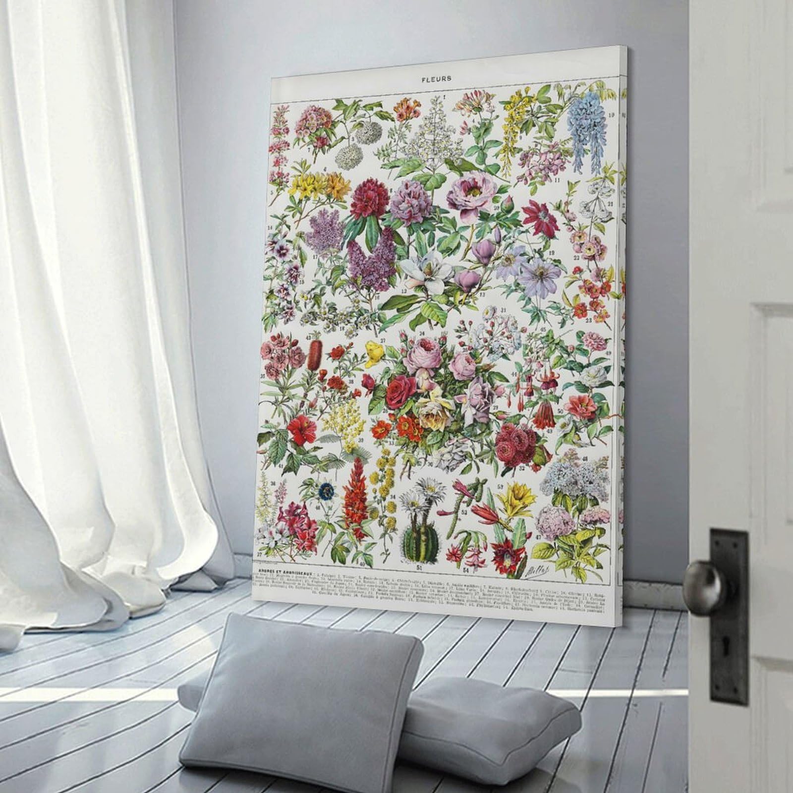 Junmoney Canvas Wall Art Vintage Flowers, 16x24inch(40x60cm), for Bedroom, Guest Room Or Reading Nook, Canvas Wall Decor for Personal Spaces