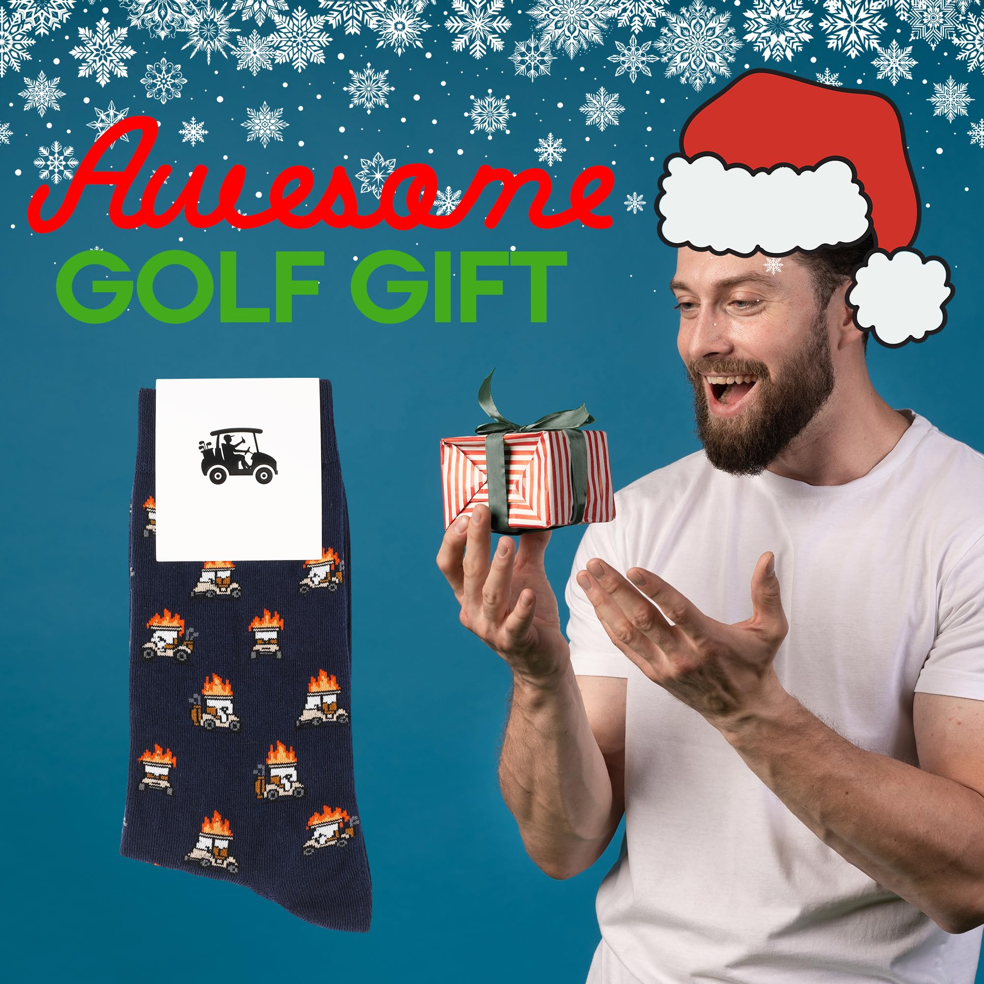 ZEETY Golf Socks – Funny Cart on Fire Novelty Socks, Golf Accessories and Gifts for Men and Women, 1 Pair per Pack, Size 9-13
