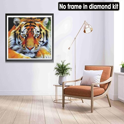 Miniatura 2 de LOMSIOY Kits de arte de diamantes 5D para adultos, kits de pintura de diamantes de tigre para principiantes, arte de diamantes de imitación de
