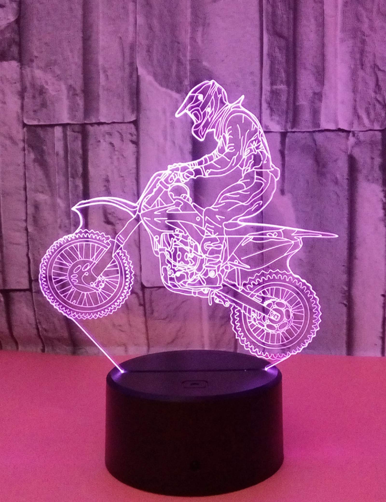 SHDBHD3D Illusion Lamp LED Night Light,Remote Control 16 Colors Changing Bike Motocross Lamp Toy,Pretty Cool Gifts for Birthday and Valentine's Day