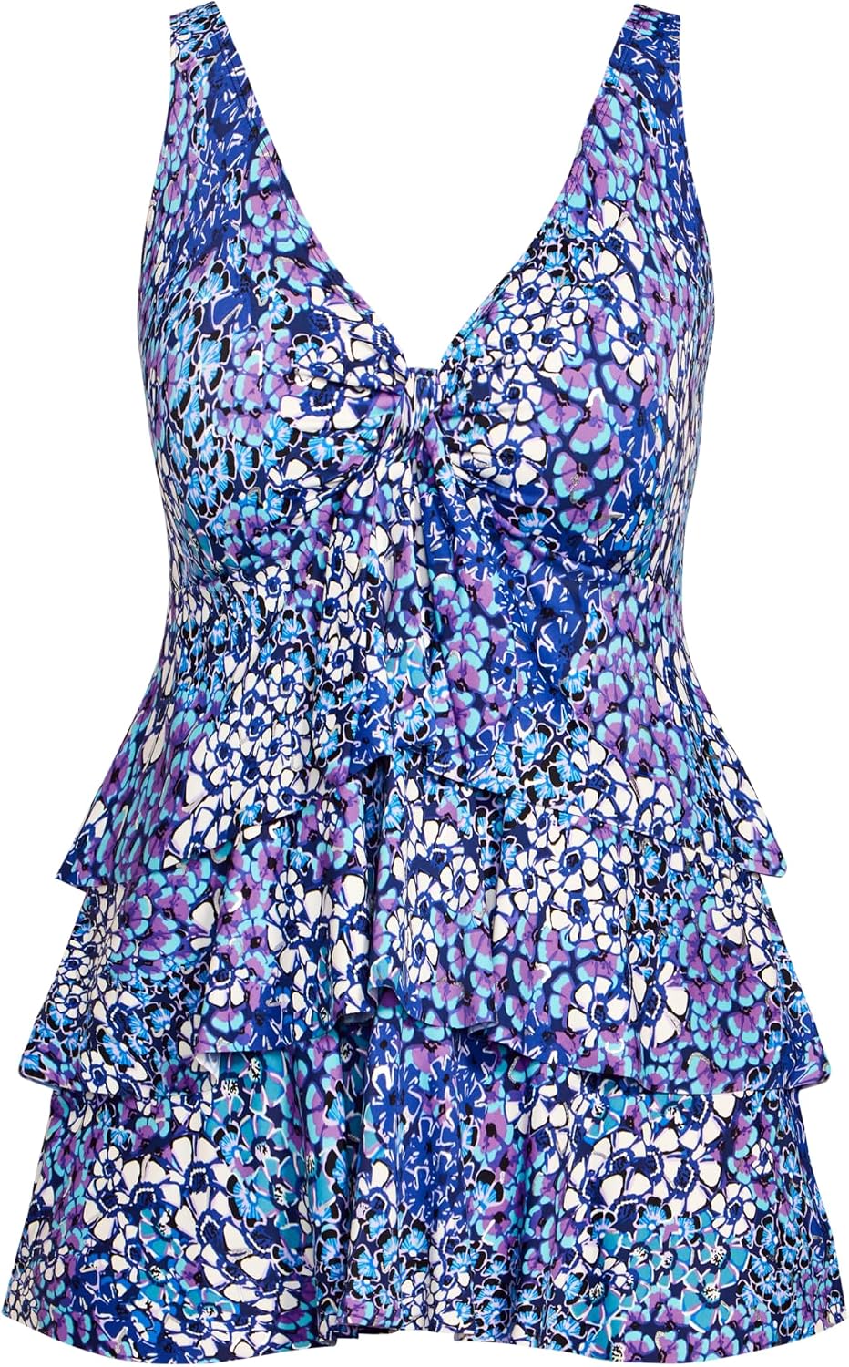 Avenue Ruffled Print Tankini Top