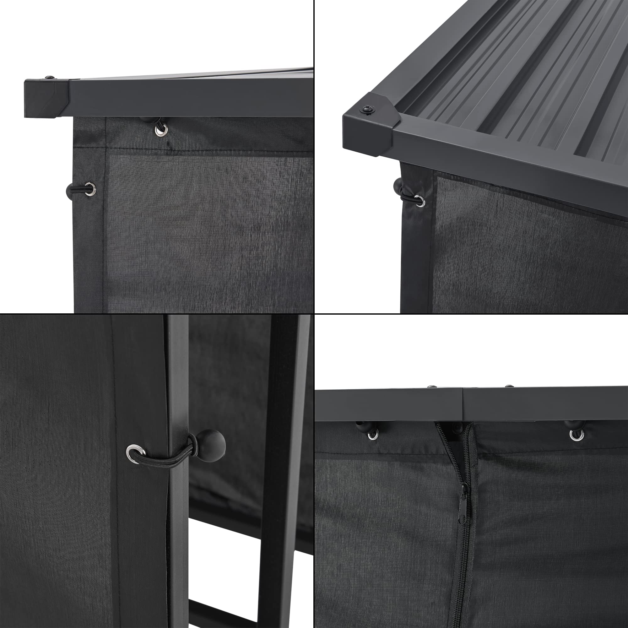 casa.pro Abri-Bûches Couvert avec Housse de Protection Support Bois de Chauffage Range-Bûches pour Stockage Extérieur Acier Galvanisé Laqué Polyester Métal Noir