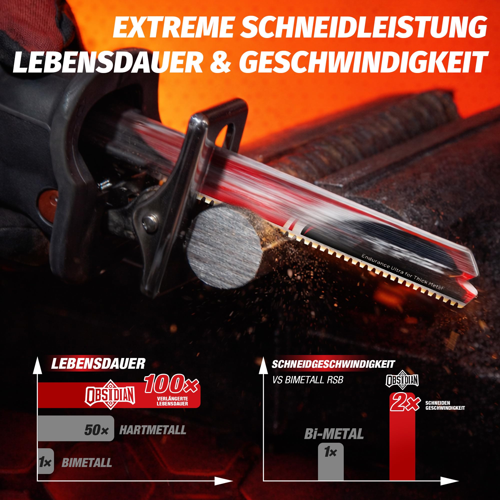 EZARC Säbelsägeblätter Obsidian Hartmetall, 150 mm 8 TPI für dickes Metall, Gusseisen & legierten Stahl – TiAlN-beschichtete Hartmetallzähne, langlebiges Metallsägeblatt, 3 tlg