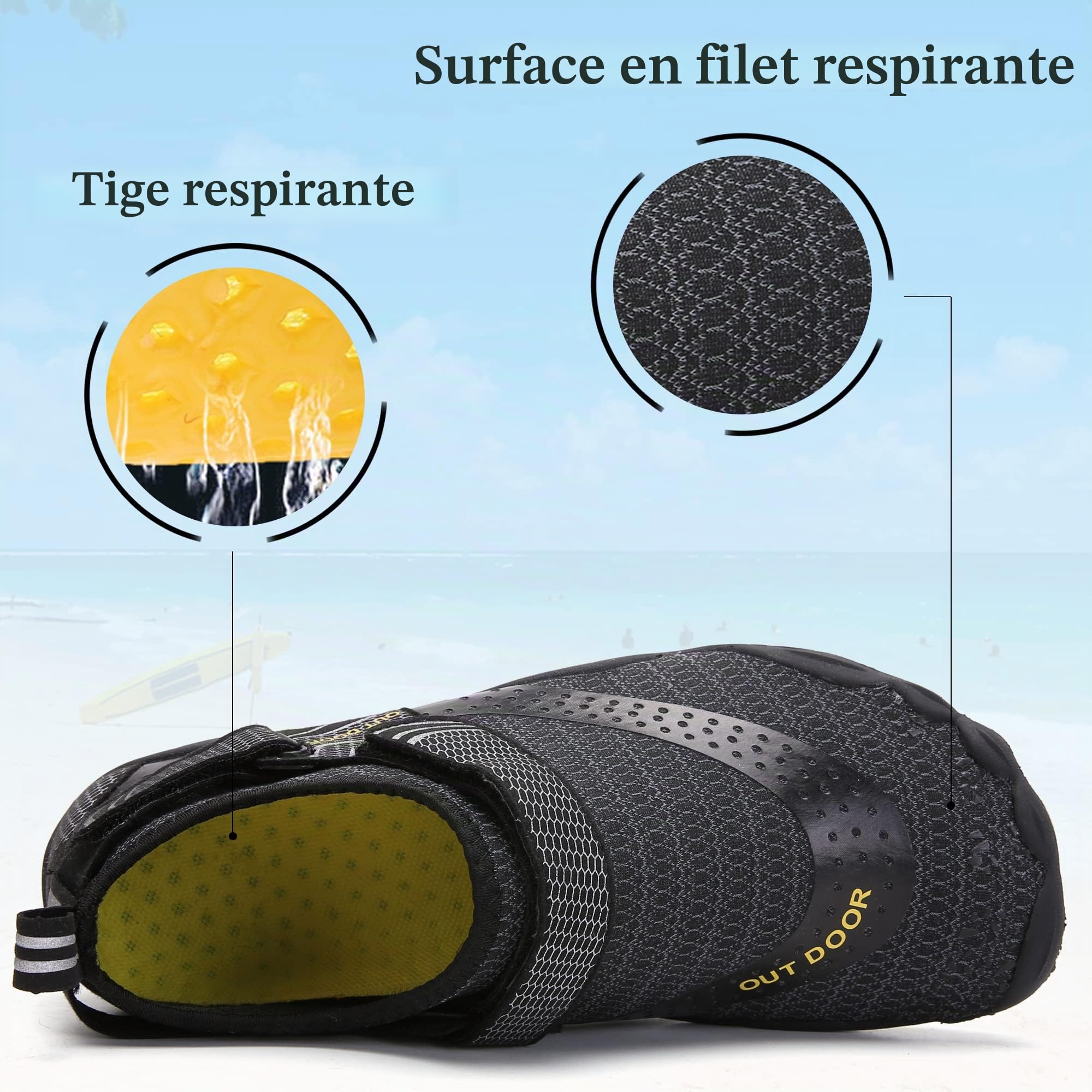 Chaussures de Bain d'eau Aqua de Plage Chaussures de Natation à séchage Rapide Chaussures Pieds Nus Respirantes de Surf Chaussettes de Bain pour Hommes Femmes Enfants Taille 35-48