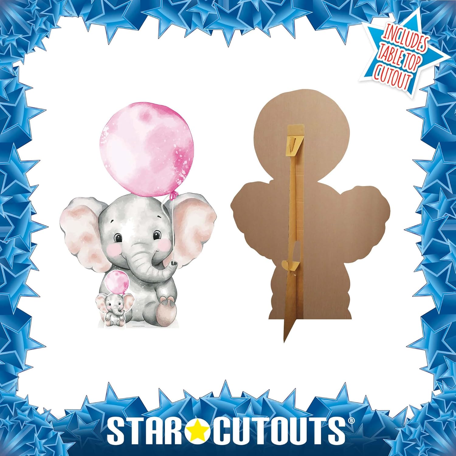 SC4633 Elephant with Pink Balloon Cardboard Cut Out Height 133cm
