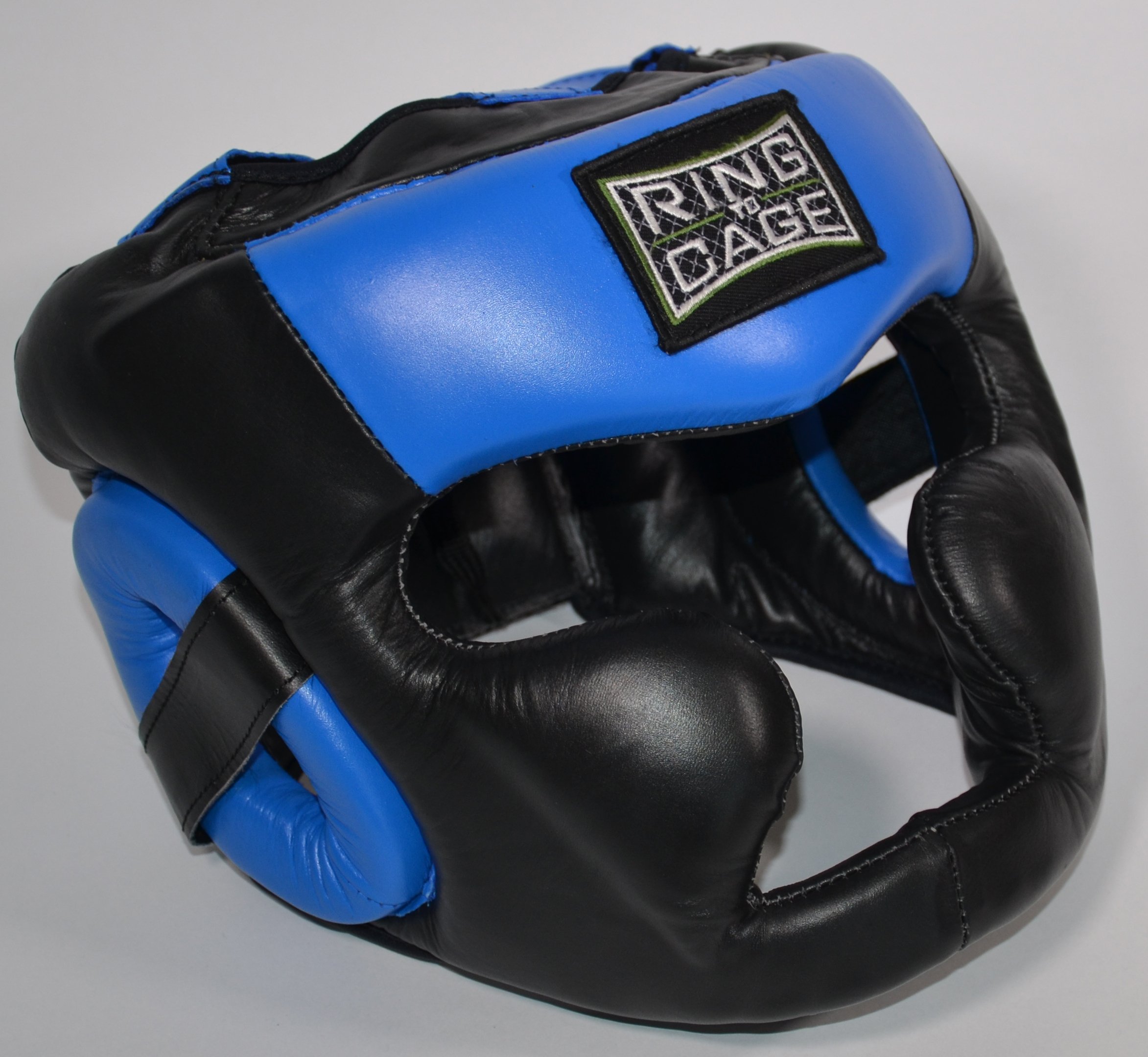 Diagonal Improved-Vision Full Face Headgear for Boxing, Muay Thai, MMA, Kickboxing (Blue, Large)