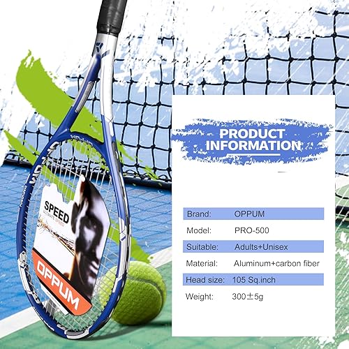 Miniatura 3 de OPPUM Raqueta de tenis profesional de 27 pulgadas para adultos, estudiantes, mujeres y hombres, raqueta de tenis de entrenamiento, raqueta de tenis