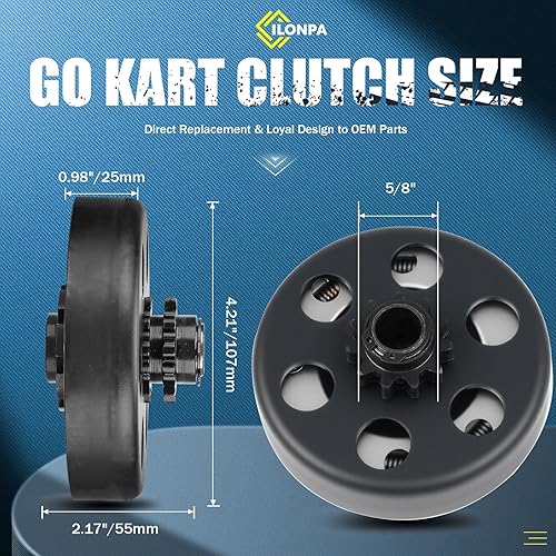 Miniatura 7 de Embrague Go Kart de 1 pulgada de diámetro de 14 dientes para cadena #4041420 para cortacésped mini motor de bicicleta 2-6.5hp