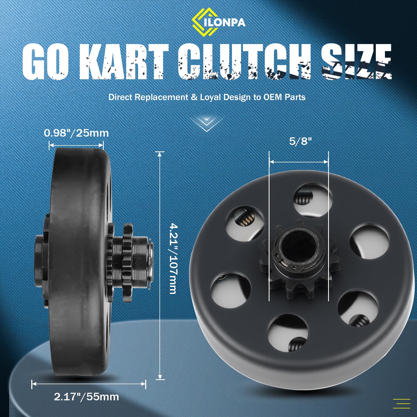 Frizione centrifuga 5/8 "Foro 11 Denti Go Kart Motore Frizione per # 35 Catena Adatto Predator 2.8 HP 97cc Motore, Alcuni vecchi motori 3hp