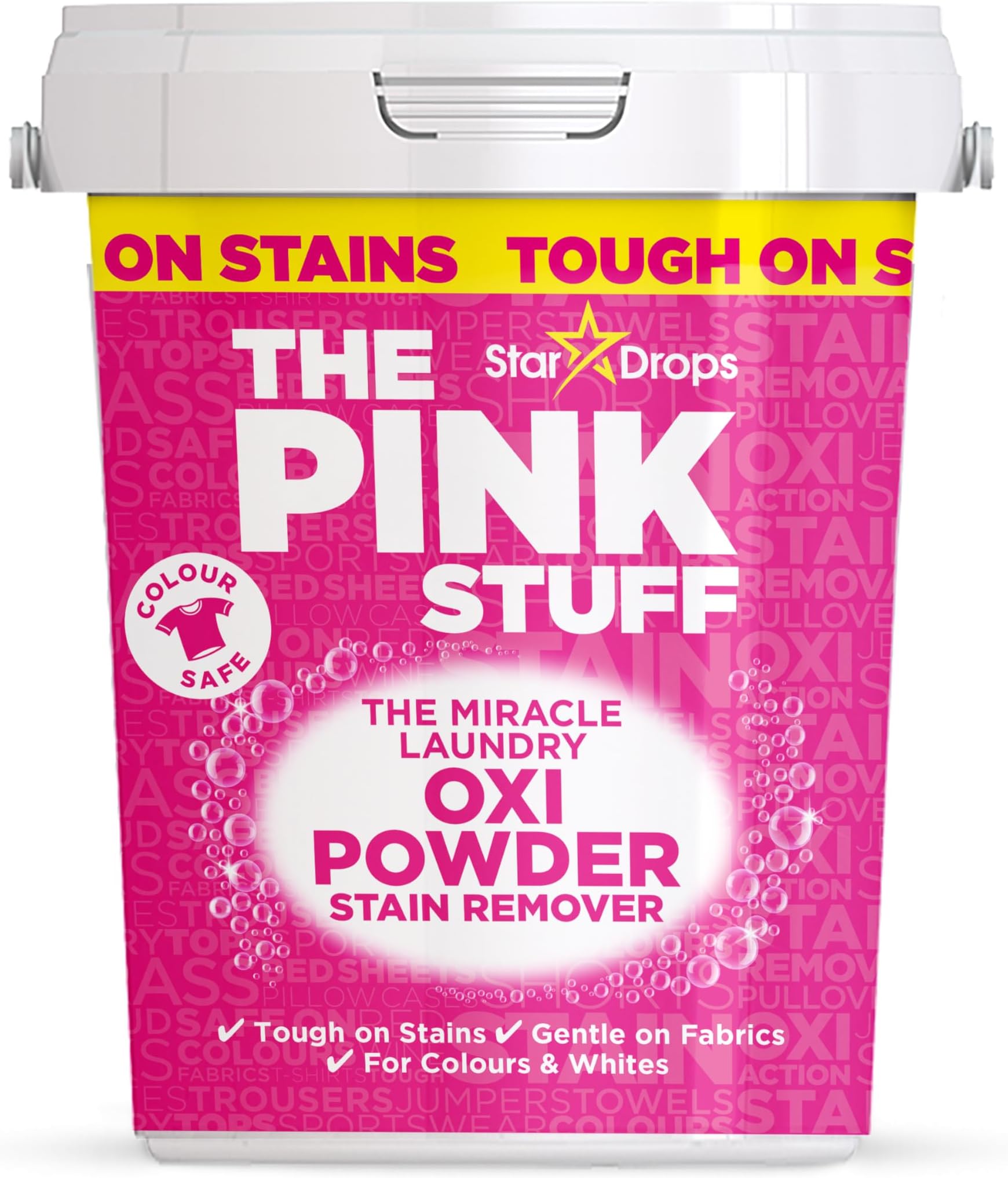 The Pink Stuff Miracle Laundry Oxi Powder Stain Remover for Colours - Powerful Oxi Formula Removes Tough Stains & Brightens Fabrics While Staying Suitable for Whites - 1kg