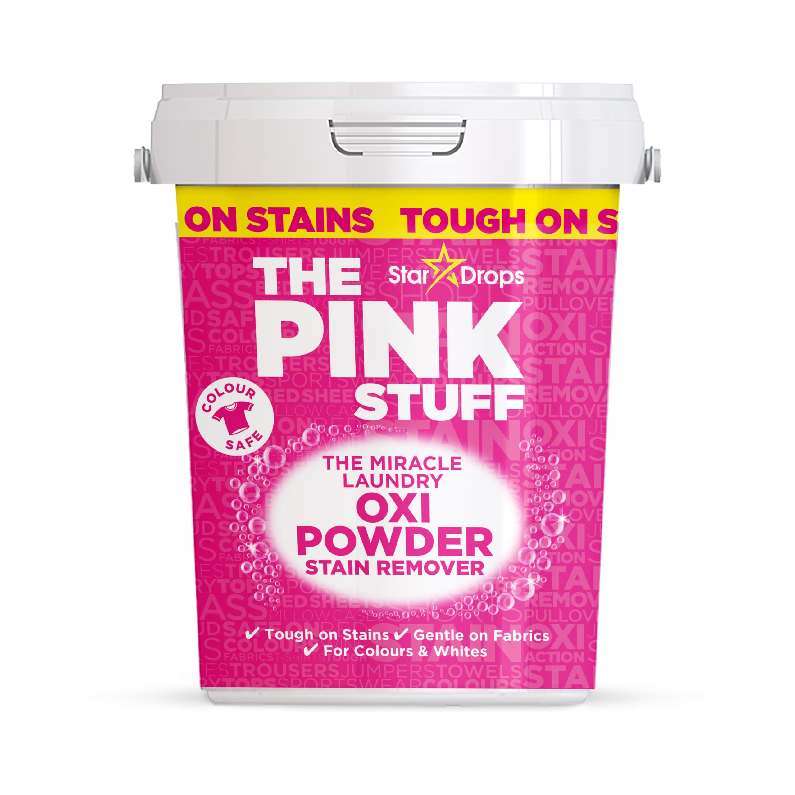 The Pink Stuff Miracle Laundry Oxi Powder Stain Remover for Colours - Powerful Oxi Formula Removes Tough Stains & Brightens Fabrics While Staying Suitable for Whites - 1kg