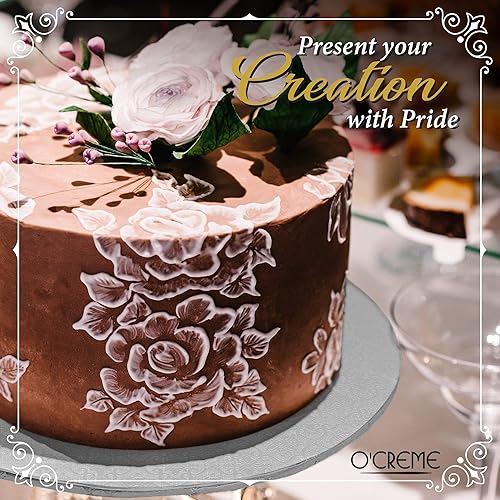 Miniatura 22 de O'CREME White Wraparound - Tabla redonda de tambor de pastelería de 1/4 de pulgada de grosor, 14 pulgadas de diámetro, paquete de 10 Blanco