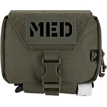 PETAC GEAR Tactical Rip Away Medical Pouch Tear Off First Aid IFAK Pouch Molle & Belt Horizontal Outdoor Emergency Survival Bag Rg with Patch