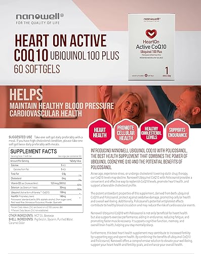 Miniatura 5 de HeartOn Active CoQ10 Ubiquinol 100 Plus Suplemento de salud cardíaca  60 cápsulas blandas x 2 cajas durante 4 meses (120 unidades)