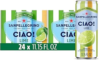Sanpellegrino CIAO Lime Sparkling Water, Low-Calorie Italian Sparkling Water with Real Fruit Juices, 0g Added Sugar, 24-Pack