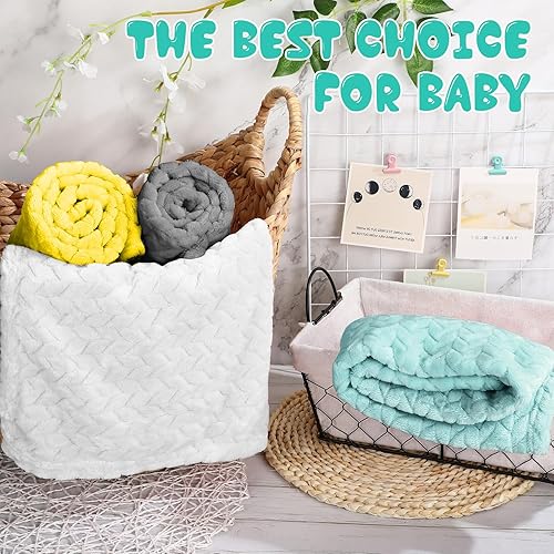 Miniatura 6 de Manta de franela para bebé, manta acogedora y mullida para recién nacidos, manta Sherpa para cuna (multicolor, 24 x 32 pulgadas)