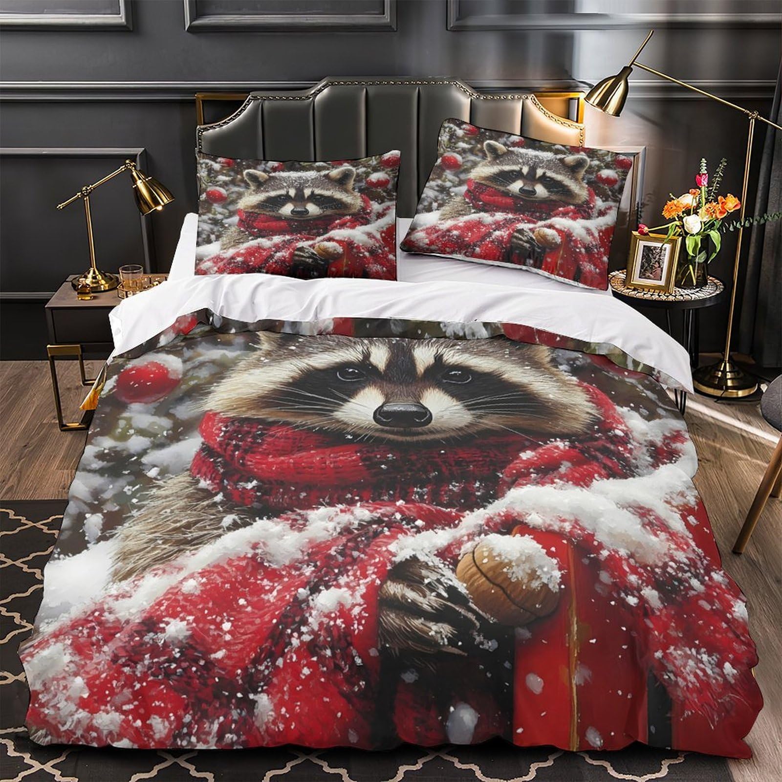 Parure de lit loup pourpre ultra douce housse de couette respirante 3D