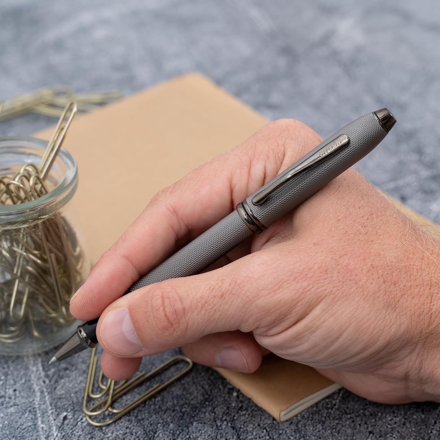 Cross Townsend Rollerball Pen, Slate Gray with Chrome Trim, Custom Engraved — Retirement, Board Recognition, Judicial Appointment, or Executive Gift