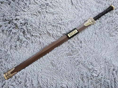 Miniatura 6 de Espada Lin, espada Han, forjada a mano, hoja azul de acero de alto carbono, palisandro, accesorios de latón