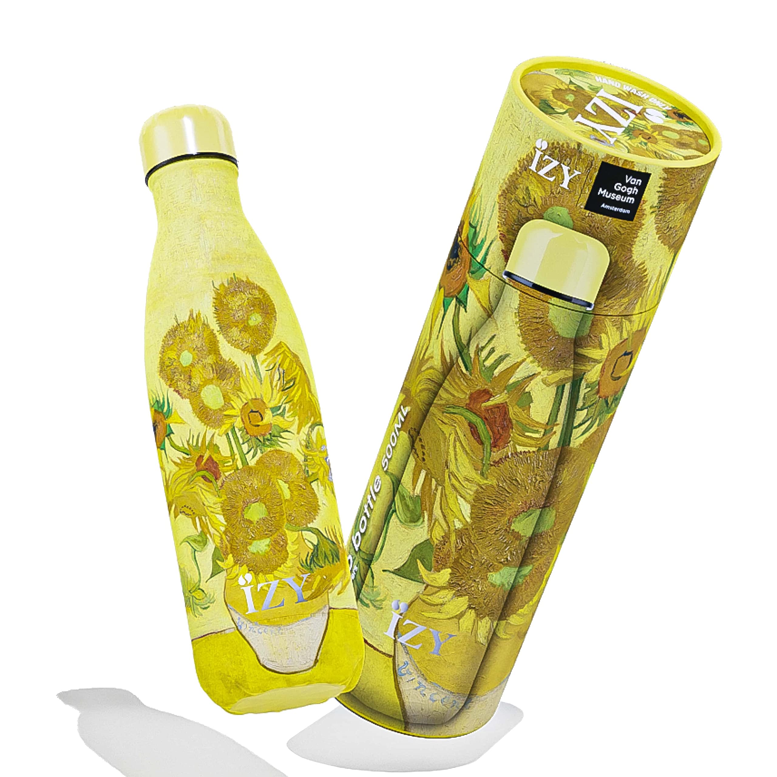 IZY Borraccia x Art - Borraccia in acciaio inossidabile - Borraccia termica 500 ml - Borraccia termica a doppia parete per gli spostamenti - Senza BPA (Girasoli)