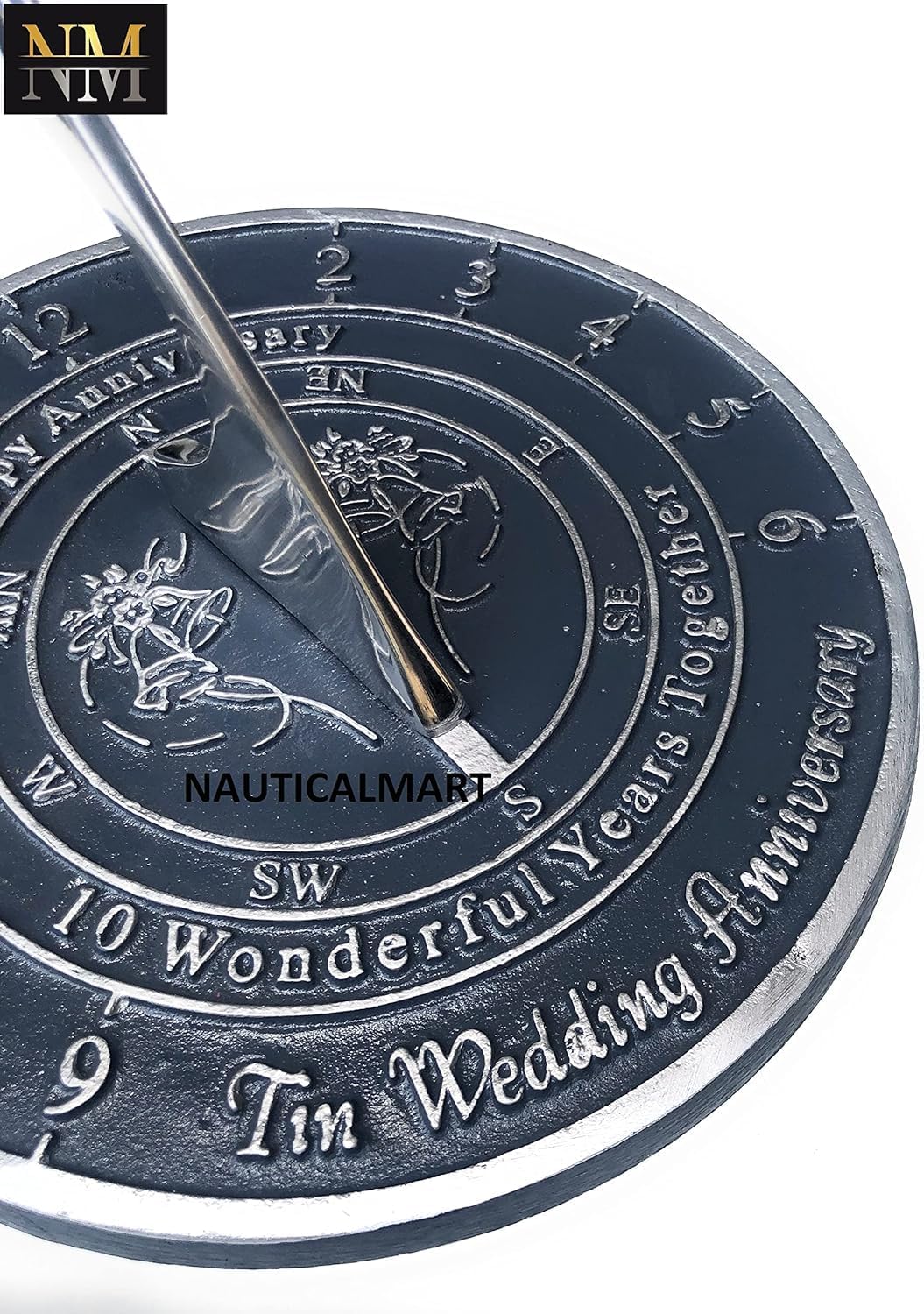 NauticalMart Tin 10th Sundial Home Decor Or Garden Unique Sundial Gift Idea is A Great Present for Him, Her Or A Couple to Celebrate (10th - Tin)