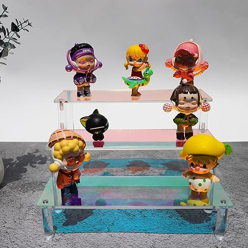 Miniatura 4 de RICIPUSO Soporte de exhibición acrílico elevadores de exhibición transparentes de 3 niveles para figuras Funko POP soporte para cupcakes de 9