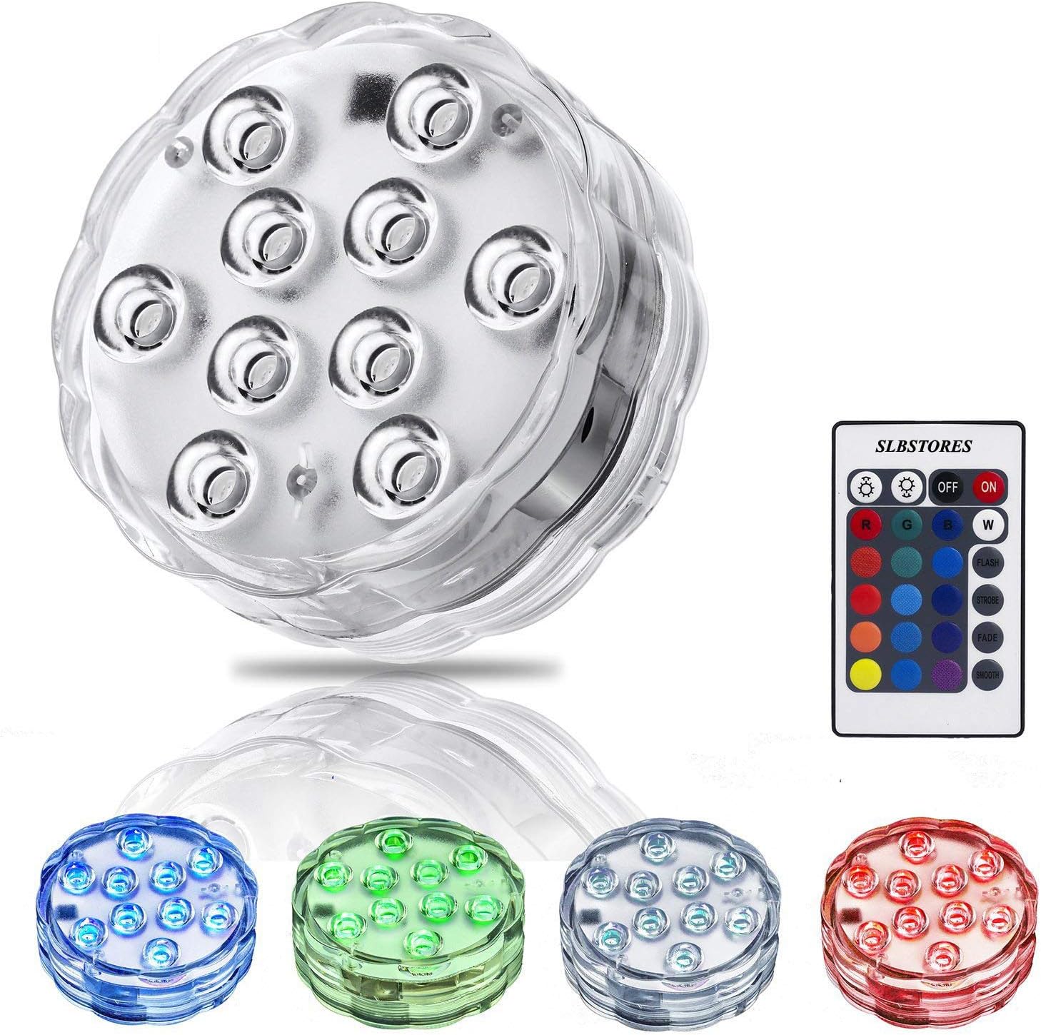 SLBSTORES Submersible LED Waterproof Light with Remote for wedding party event decoration 1 Pack