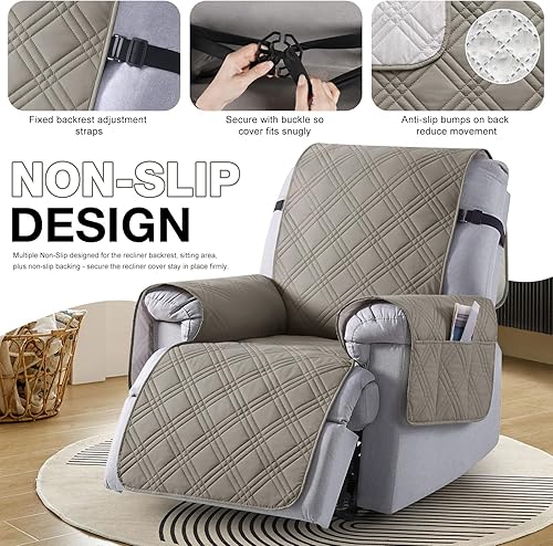 Miniatura 6 de TAOCOCO Funda para silla reclinable 100% impermeable, fundas reclinables de gran tamaño para silla reclinable grande con correas dobles, funda