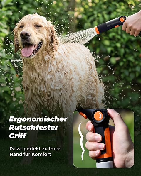 RAINPOINT Multibrause, Handbrause Garten mit 3 Sprühbilder, Daumensteuerung, Hochdruck Gartenschlauch Spritze für Autowaschen, Bewässerung - 4