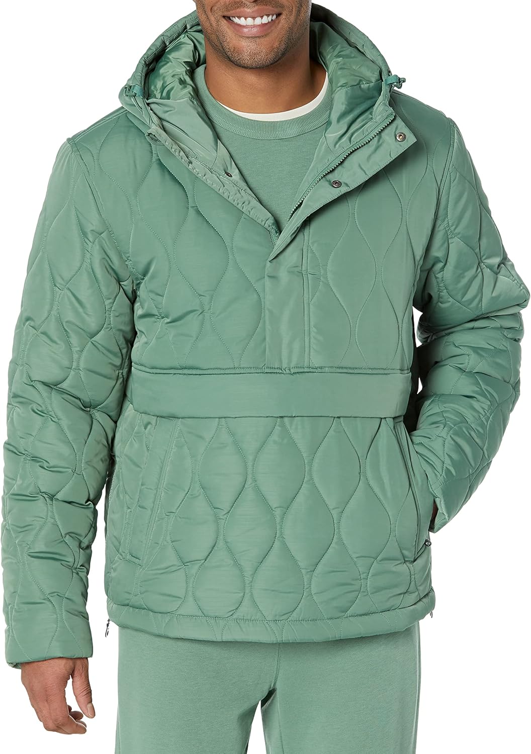 Amazon Essentials Men's Anorak Hooded Quarter-Zip Puffer Coat