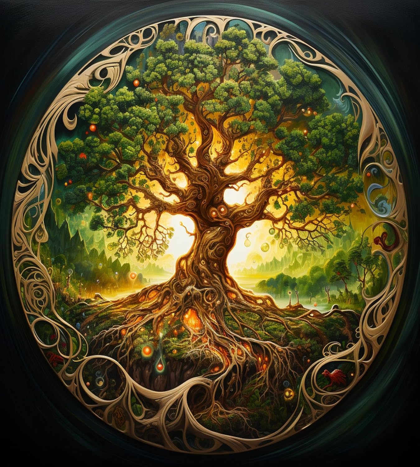 XDEGHUANGSS Cross Stitch Kit,The Tree of Life,Includes Pre-Printed Canvas,Threads,Needles,Perfect for Decor & Gifts,DIY Embroidery Set for Beginners & Enthusiasts,16x20 inch