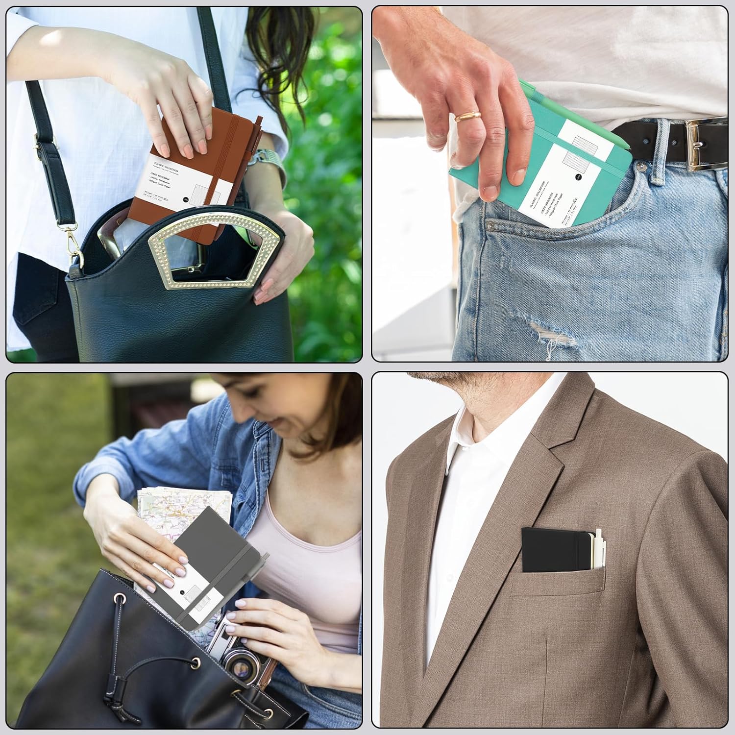 Coopay 24 Pack A6 Pocket Small Notebook with 24 Pens Bulk Classic Hardcover Leather Journal Set with Pen Holder for Men Women Writing, Office, Home, School, Business, 100GSM, 3.5” x 5.5”, Multicolor - Image 5