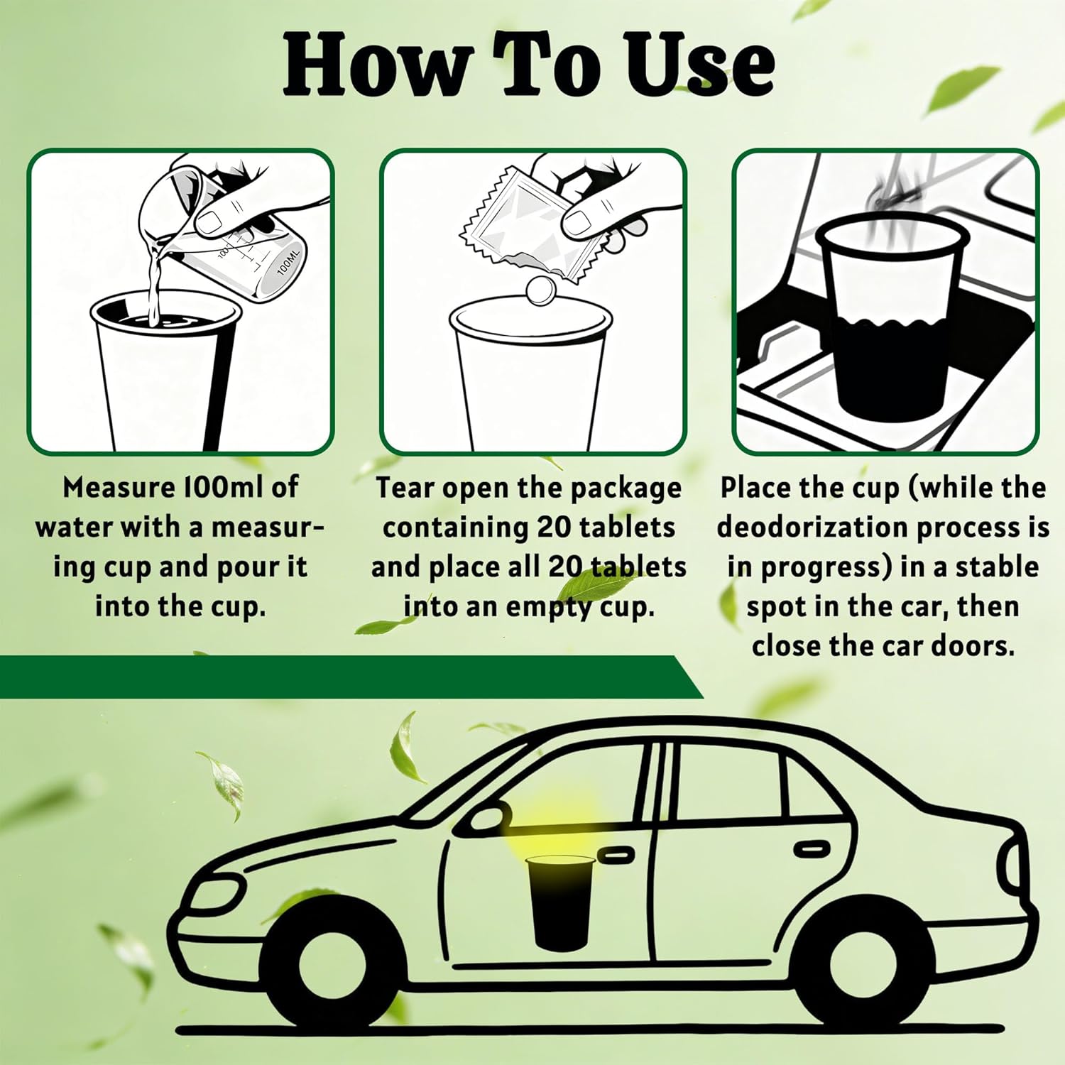 xcivi Car Odor Eliminator, 3 Set Chlorine Dioxide Tablets Deodorizing for Cars, Smoke Smell Remover For Car, Automotive Air Freshener, Car Bomb Odor Eliminator