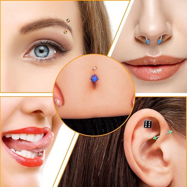 110PCS Body Jewelry Piercing Kit | Eyebrow, Navel, Tongue, Lip Rings