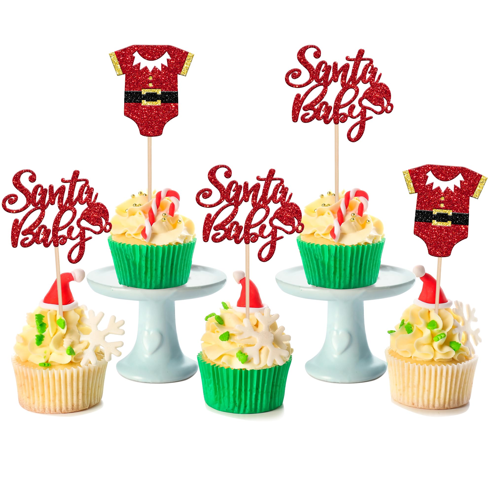 Rsstarxi Cupcake-Topper Mit Glitzer - 24 Stück Für Babyparty, Geschlechtsoffenbarung & Geburtstag