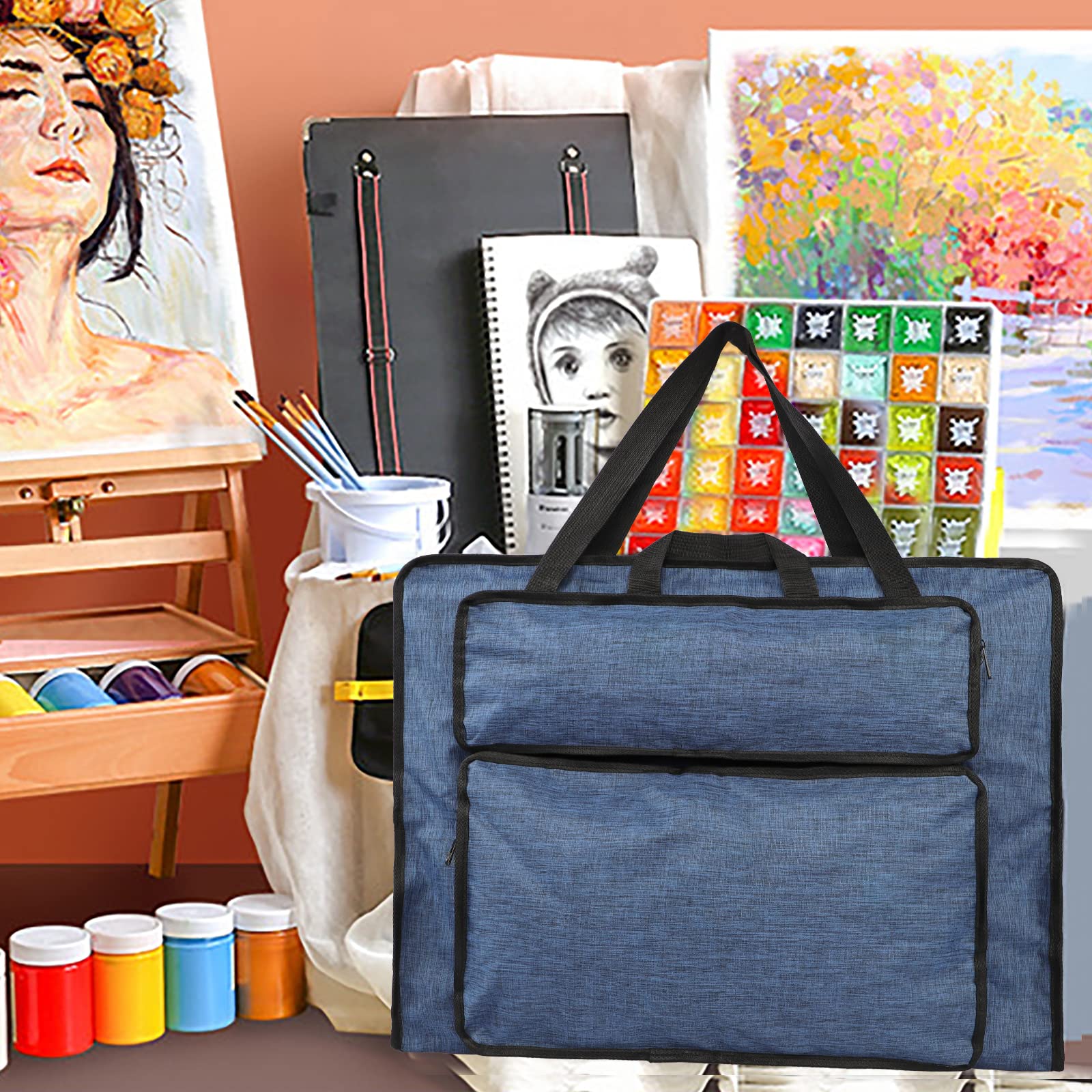 Borsa Porta Disegno Impermeabile Per Bambini: Formato A3 Con Tracolla Regolabile (Nero/Rosa/Viola)