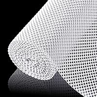 ALIUNI Non-Slip Non-Adhesive Shelf Liner for Kitchen Cabinets & Drawers, Thick Breathable Mat, White 12" x 120"