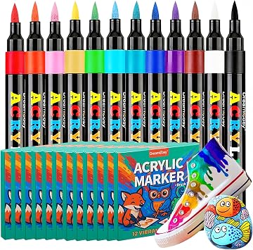 Acrylic Paint Markers Bulk 144 Pack 12 Colors Medium Tip for Teacher School | DreamCosy Acrylic Paint Pens Bulk for Teachers, Classroom Must Have, School Supplies, Art Supplies & Back to School