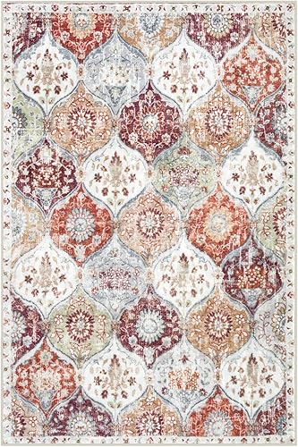 Miniatura 315 de Lahome - Alfombra marroquí antideslizante y lavable, pequeña alfombra oriental para dormitorio, cocina, entrada, baño, entrada, 61 x 91 cm, crema